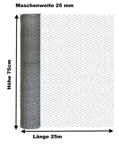 Hasendraht verzinkt 75cm 25m - hasendraht, x